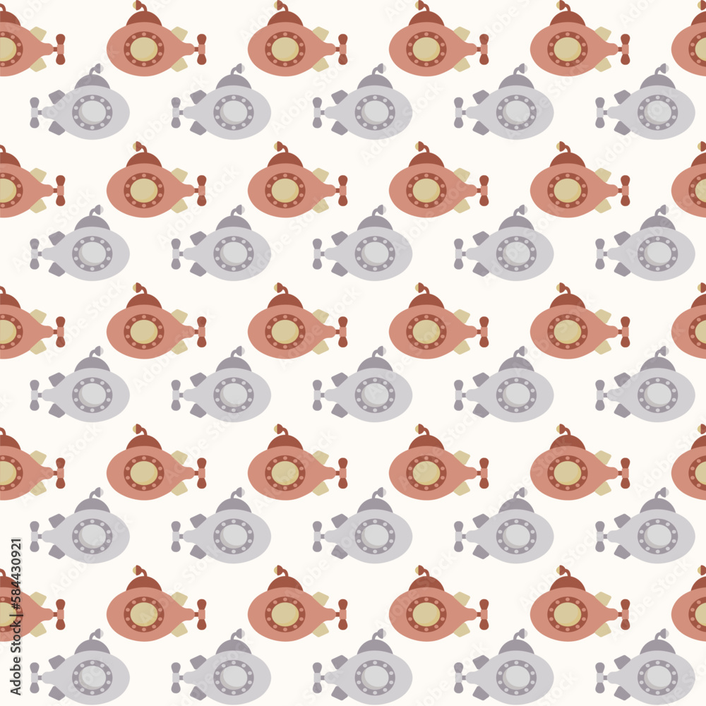 Vector seamless pattern with submarine.Underwater cartoon creatures.Marine background.Cute ocean pattern for fabric, childrens clothing,textiles,wrapping paper Vector seamless pattern with submarine.Underwater cartoon creatures.Marine background.Cute ocean pattern for fabric, childrens clothing,textiles,wrapping paper