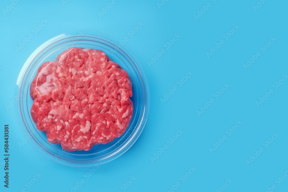 Cell cultured lab grown meat concept for artificial in vitro production with meat in petri dish. Generative AI Cell cultured lab grown meat concept for artificial in vitro production with meat in petri dish. Generative AI