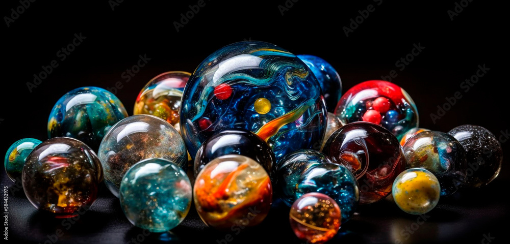 Universes inside in a placer of balls. High quality illustration