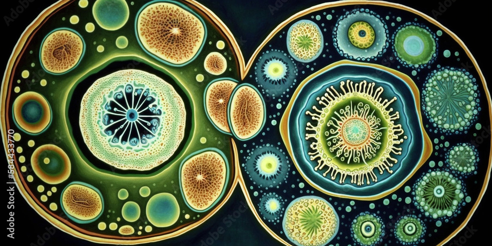 style of bacteria under microscope Generative AI Digital Illustration Part#24032