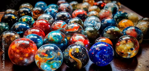 Universes inside in a placer of balls. High quality illustration