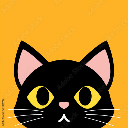 Happy halloween greeting card with cute Cat. Holidays cartoon character. 