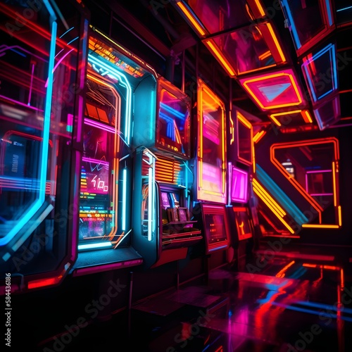 Slot machines with lights photo