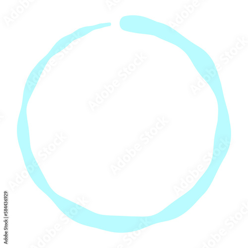 abstract cyan watercolor circle graphic element with copy space - transparent background