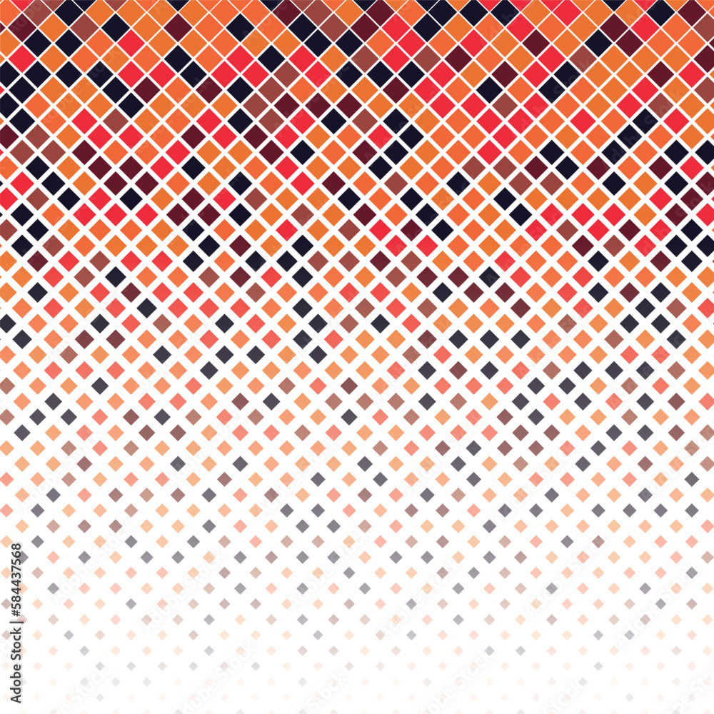 vector background of polygonal patterns, background of colorful rhombuses, halftone texture orange and black tones