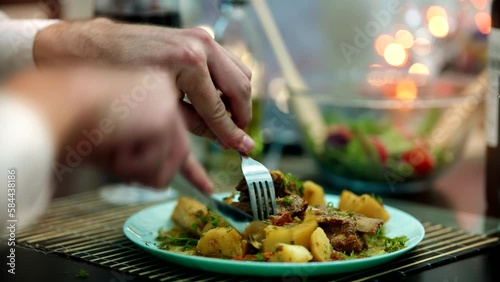 Beef Bourguignon ragout stewed . Traditional Irish stew ragout	 photo