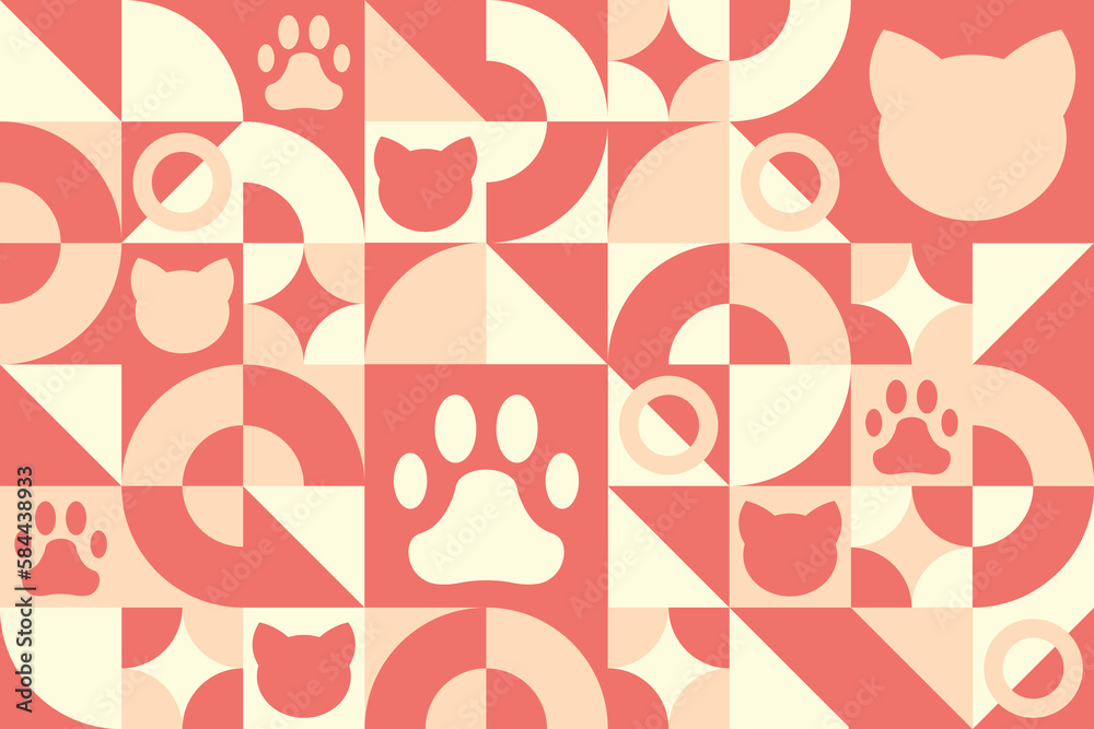 National Pet Day. April 11. Seamless geometric pattern. Template for background, banner, card, poster. Vector EPS10 illustration.