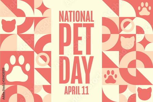 Obraz na płótnie National Pet Day. April 11. Holiday concept. Template for background, banner, card, poster with text inscription. Vector EPS10 illustration. w salonie