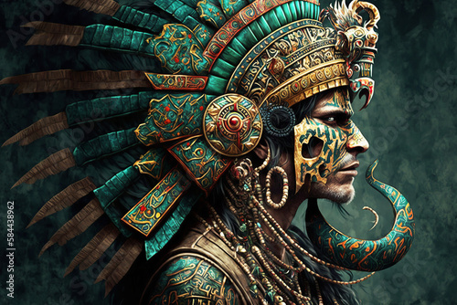 Quetzalcoatl conceptual illustration. Generative AI.