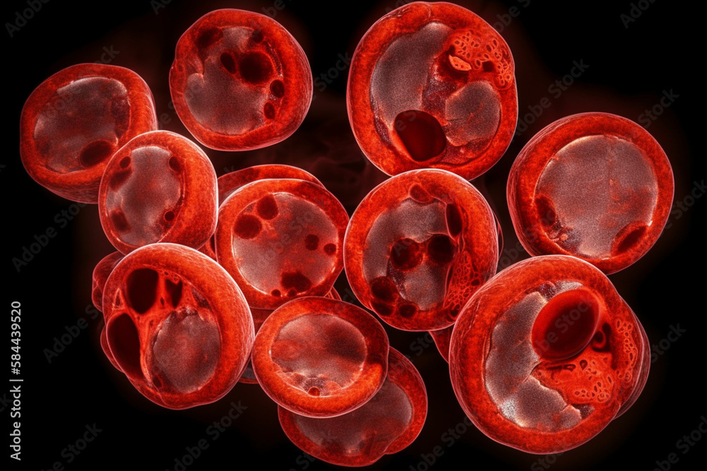 Blood cells in a PET scan, AI Generative - obrazy, fototapety, plakaty 