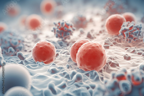 White blood cells in an autoimmune disease,
erythrocytes, leukocytes, AI Generative photo