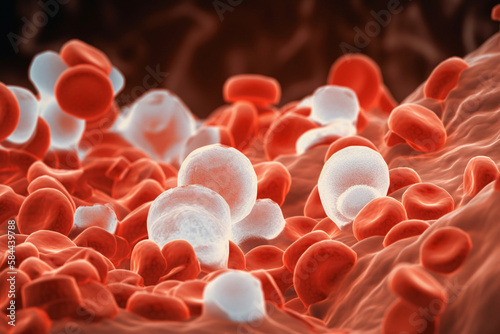 White blood cells in an autoimmune disease, AI Generative photo