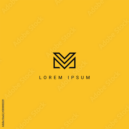 Abstract MV VM letter simple minimal style business logo design vector element.