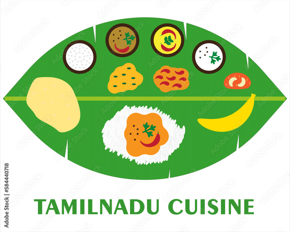 Cuisine of Tamil Nadu , Food Culture of Tamil Nadu vector illustration