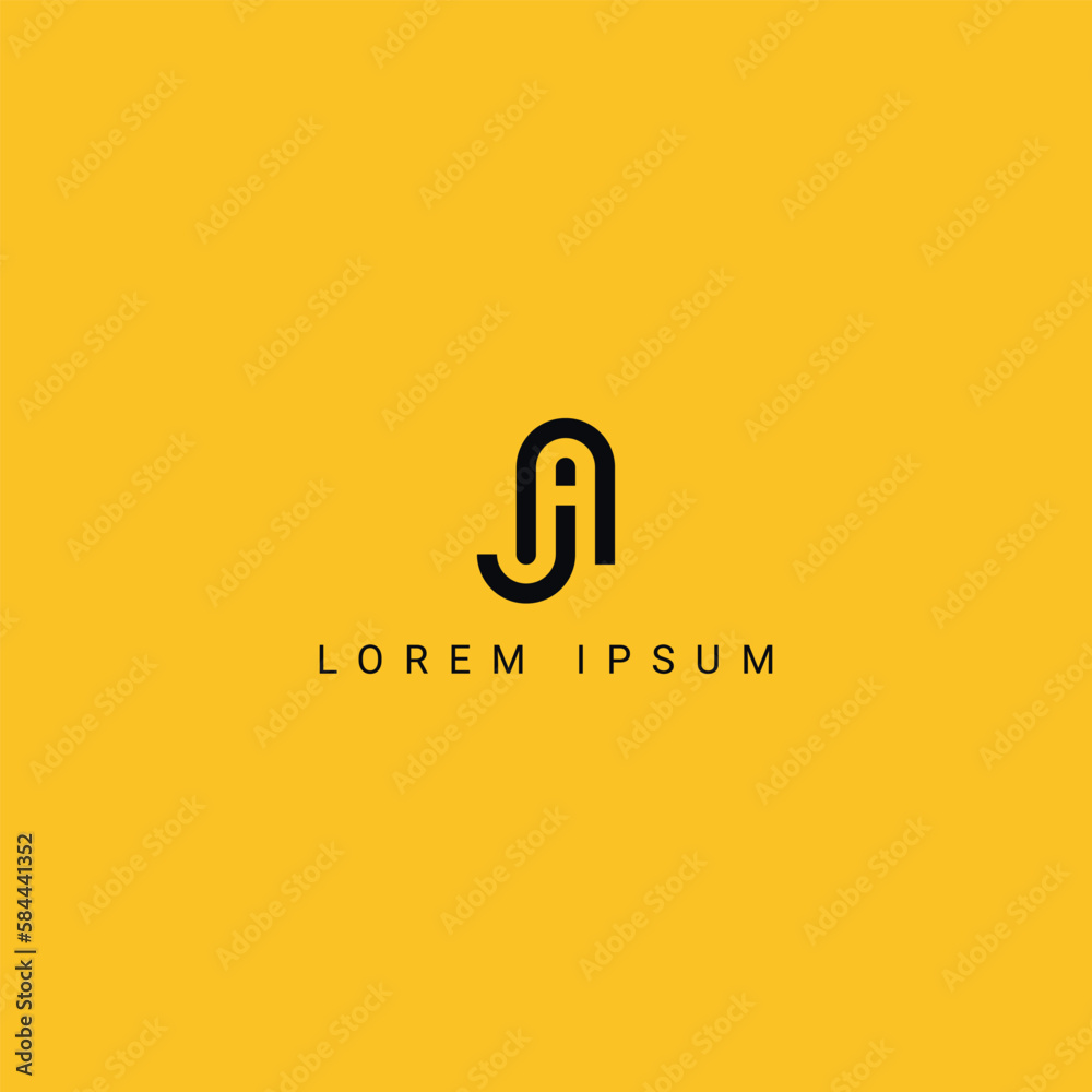 Abstract JA AJ letter simple minimal style business logo design vector ...
