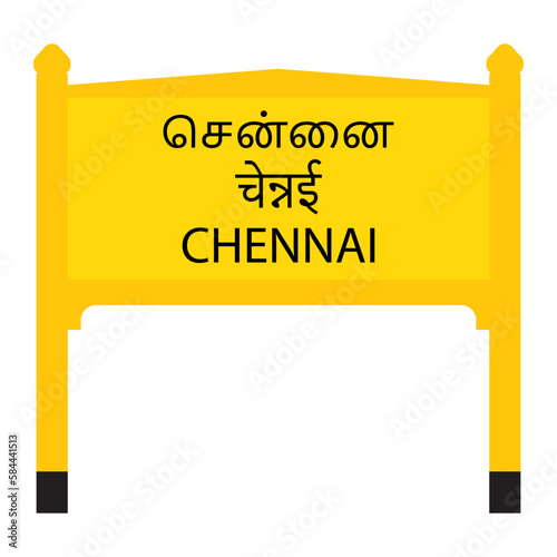 Chennai junction railways name board isolated on white