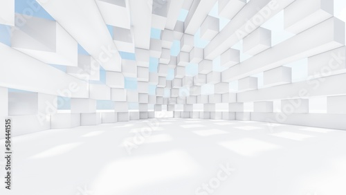 Abstract architecture background geometric pattern walls 3d render © Annuitti