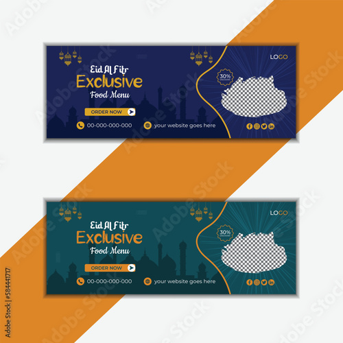 Hot and delicious chicken and restaurant food menu discount offer, promotional social media or timeline cover banner design template