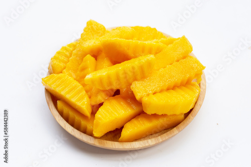 Sweet yellow mango fruit slices