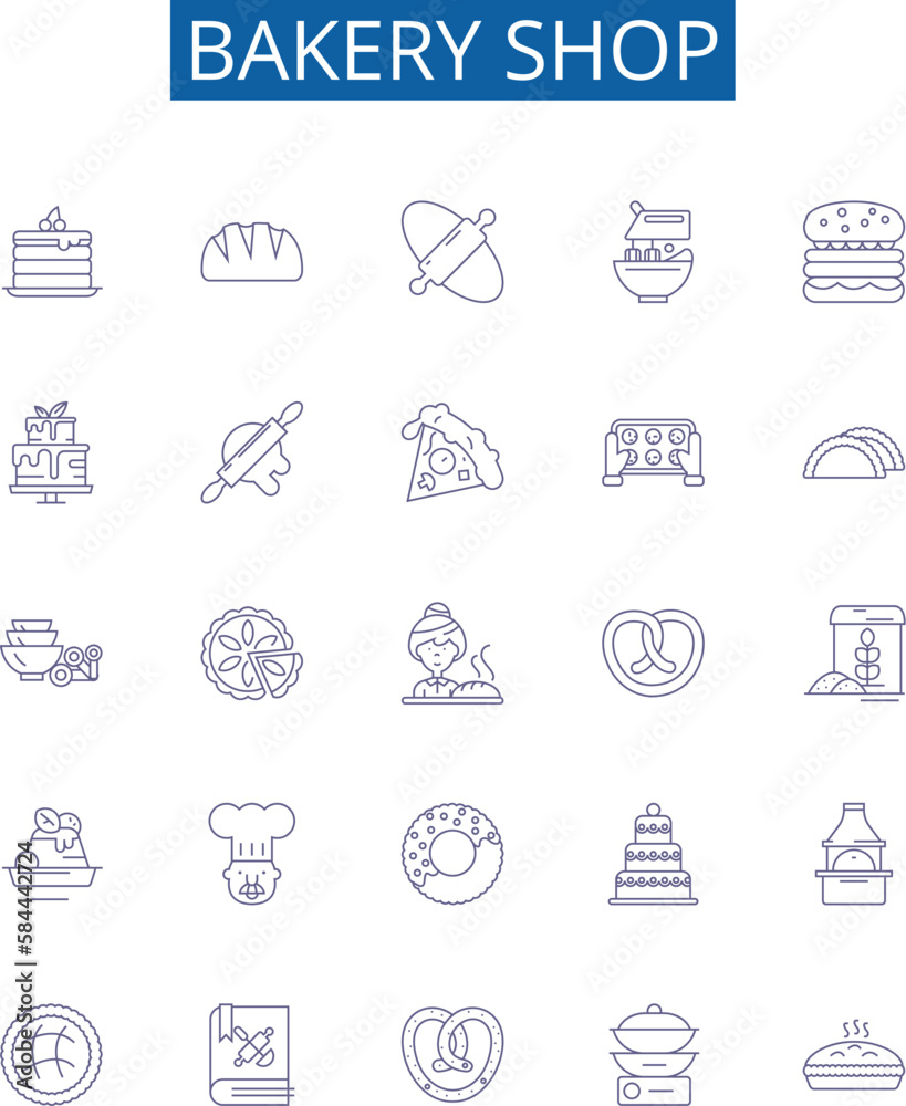 Bakery shop line icons signs set. Design collection of Bakery, Shop ...