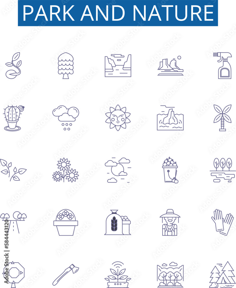 Park and nature line icons signs set. Design collection of Park, Nature ...