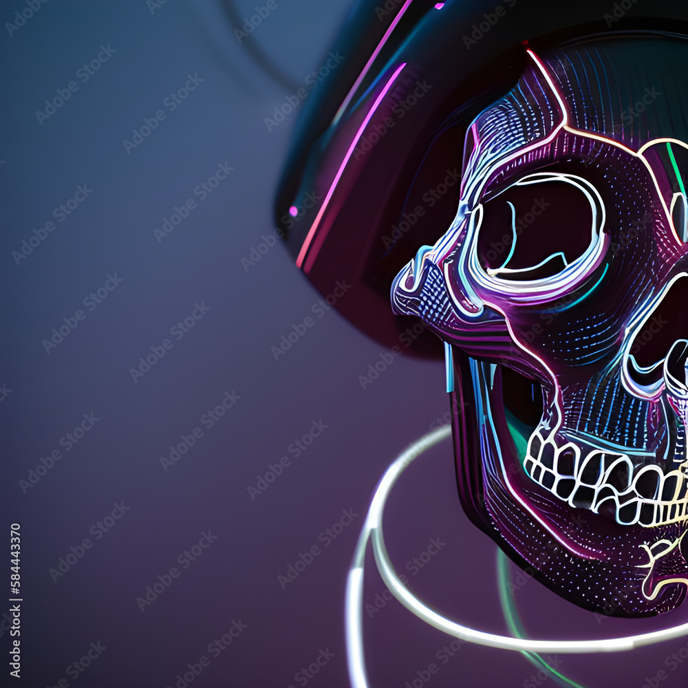 skull with wings and headphones Generative AI skull with wings and headphones Generative AI