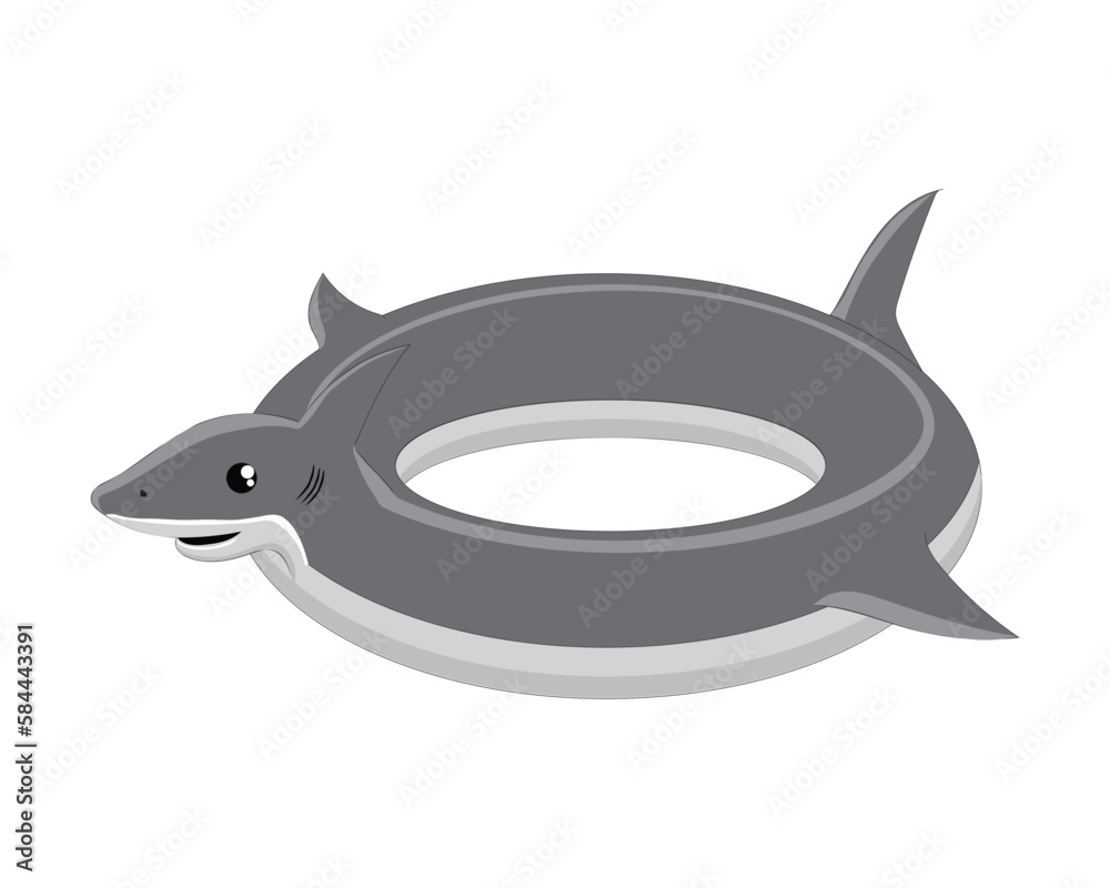 vector design of a swimming buoy for children with a unique shape like a gray white shark with a face and tail and fins on both sides also the tail on the back is round in shape with a hole in the mid vector design of a swimming buoy for children with a unique shape like a gray white shark with a face and tail and fins on both sides also the tail on the back is round in shape with a hole in the mid