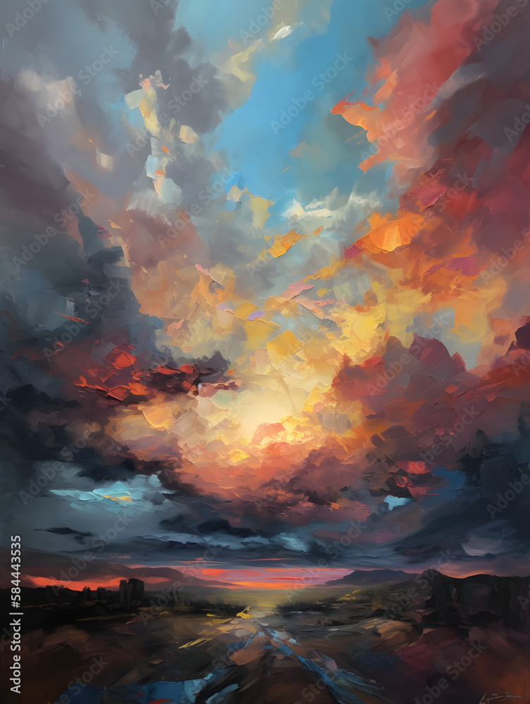 Colorful clouds, sunny sky. Generative AI Colorful clouds, sunny sky. Generative AI