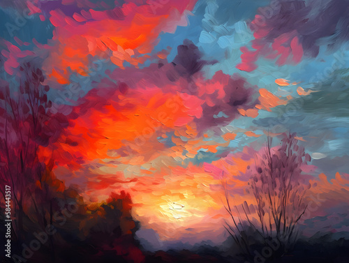 Colorful sky at sunrise. Generative AI