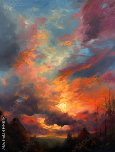 Colorful sky at sunrise. Generative AI photo