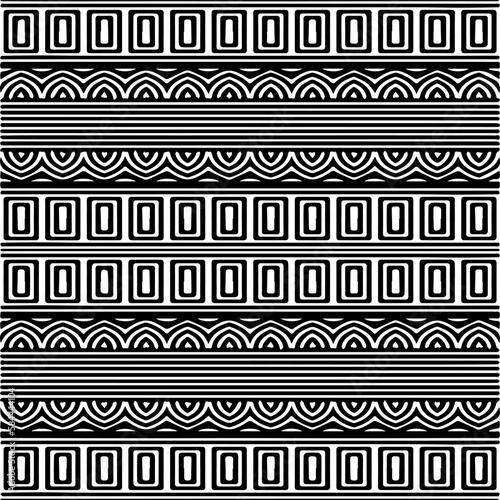Vector geometric seamless pattern. Ornamental background with abstract shapes. Black and white texture. Abstract ornament background. Dark repeat design for decor, fabric, cloth.Abstraction art.