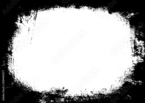 Grunge border vector texture background. Abstract frame overlay. Dirty and damaged backdrop. Vector graphic illustration with transparent white. EPS10.