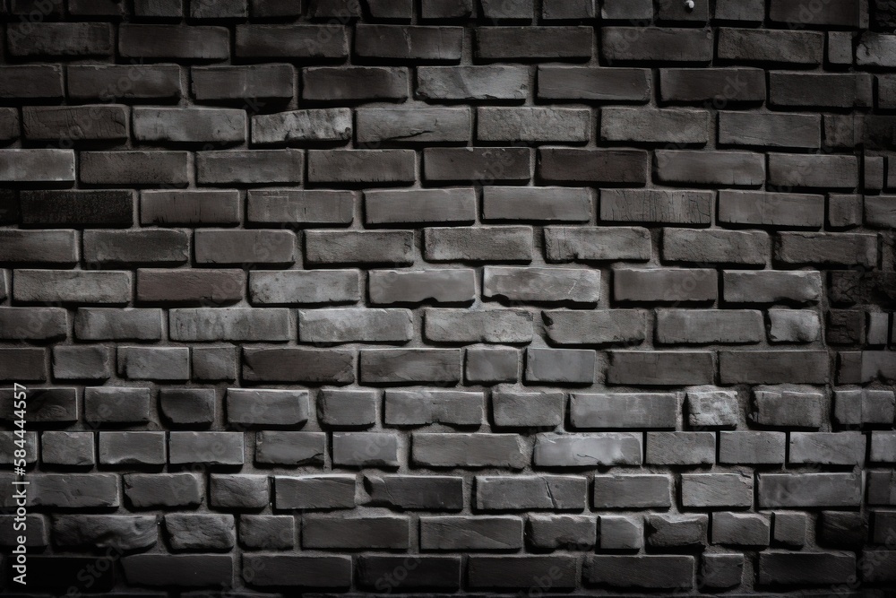  a black and white photo of a brick wall with a grungy look to it's surface and the bottom part of the brick.  generative ai