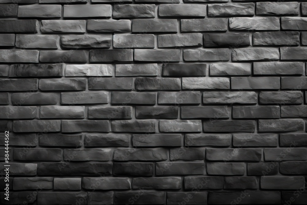  a black and white photo of a brick wall with a grungy effect to the top of the brick, and the bottom of the wall is black and white.  generative ai