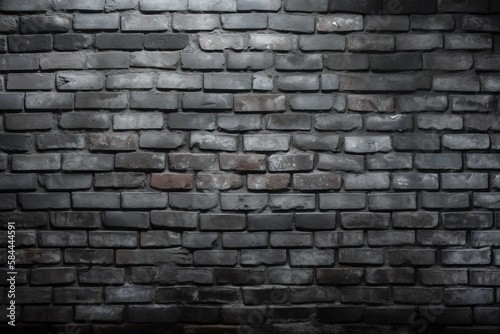 a dark brick wall with a light coming from it's top and a small window in the middle of the wall to the right. generative ai