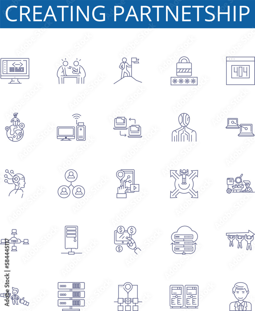 Creating partnetship line icons signs set. Design collection of ...
