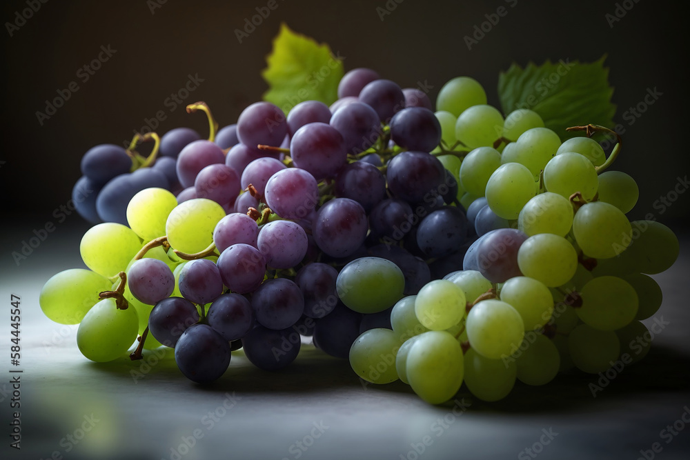 Close up Fresh Grapes full frame, fresh fruit background, Generated AI