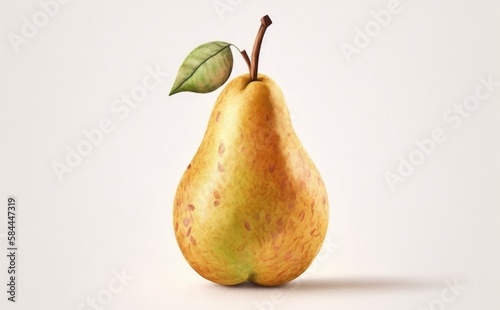 a drawn pear on white background watercolor fruit organic food illustrations Generative AI