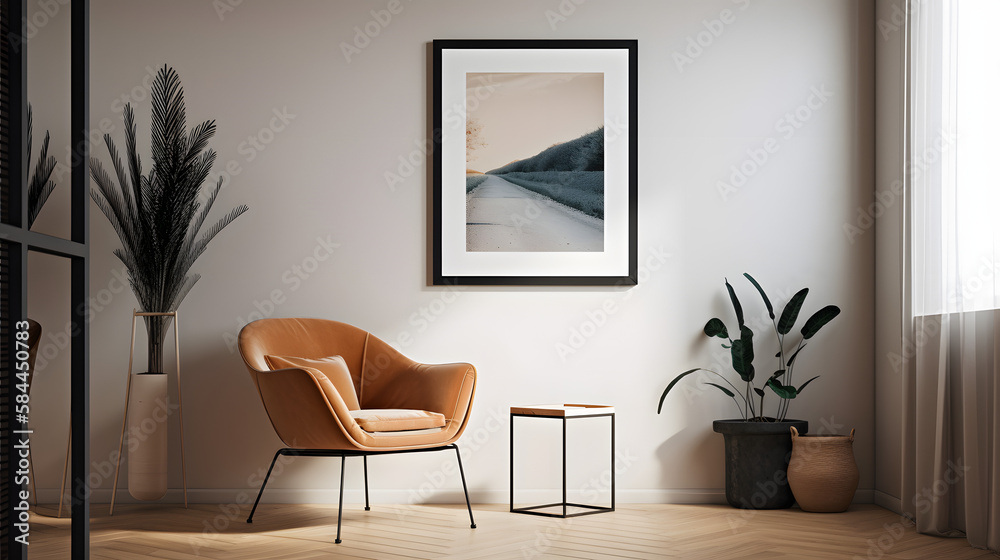 Fototapeta premium Blank paper poster on white wall