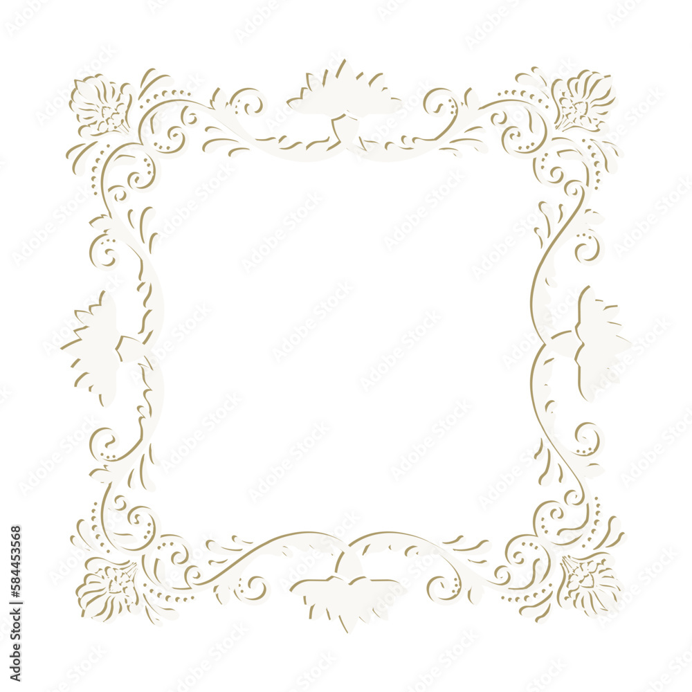 floral label frame with damask pattern