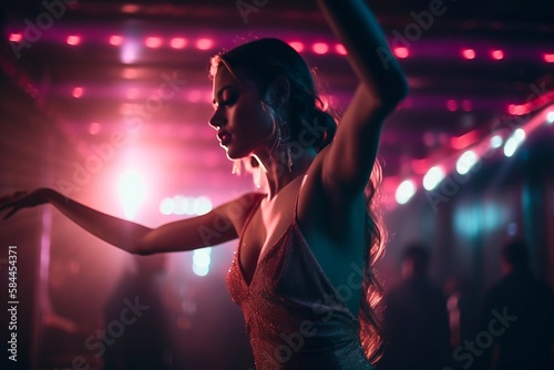 Night Club neon dancing concept. Generative AI