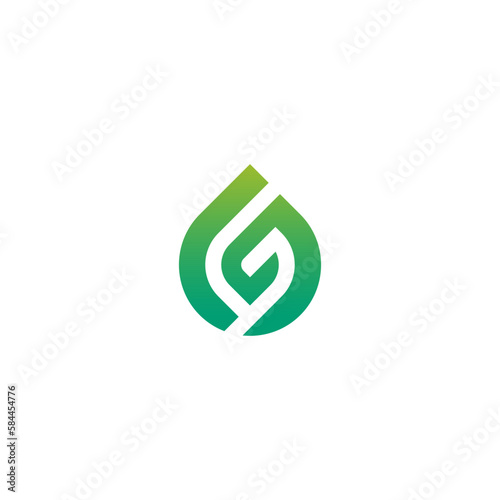 Abstract Initial Letter G and leaf Logo. green color isolated on White Background