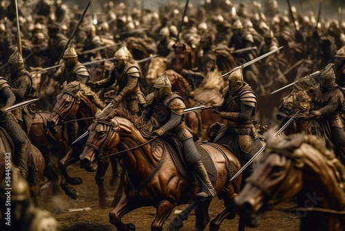 Fotografia, Obraz Many mounted warriors. Generative AI