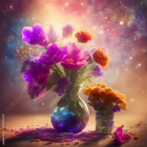 colorful fictional flower in a vase