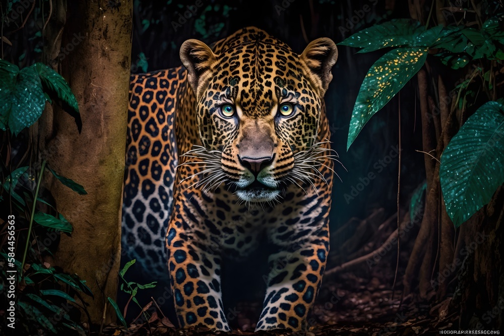 jaguar hunting at night