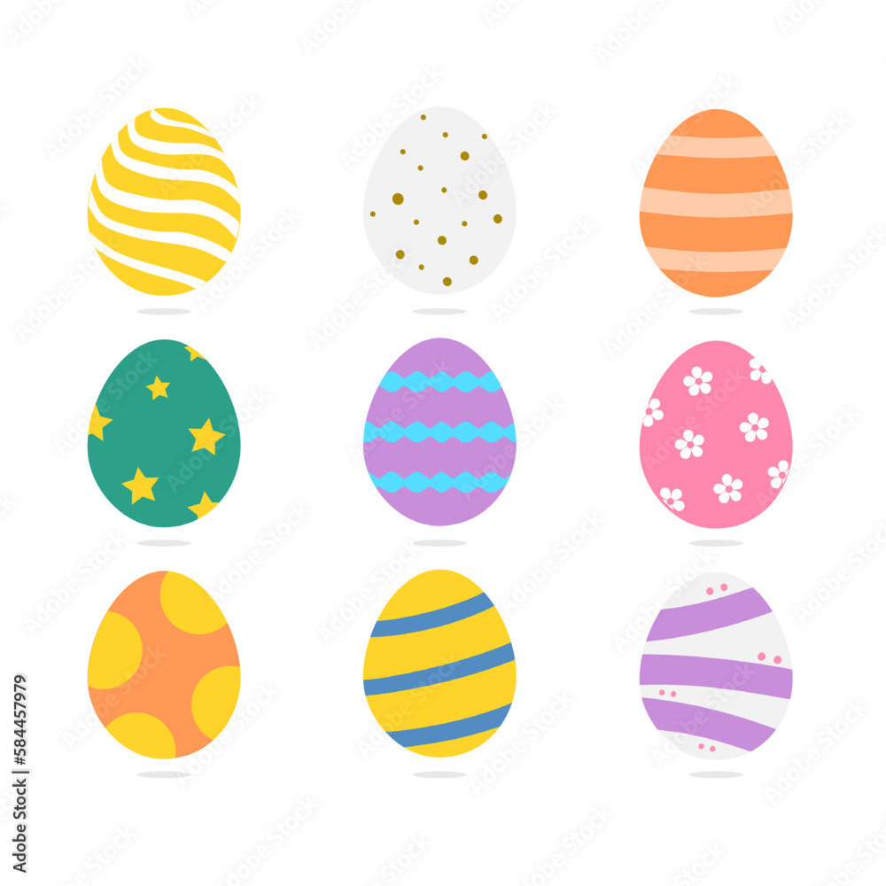 set of eggs vector illustrations in happy colours