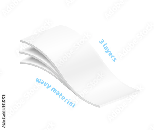 Three wavy layers with realistic shadows. Vector illustration isolated on white background. Great infographic for your product. EPS10.	