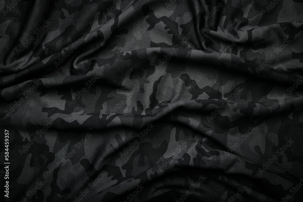 Camouflage pattern. Trendy dark gray camouflage fabric. Military
