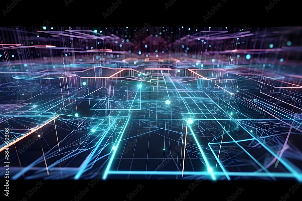 Obraz premium compositiontechnology background composition smart infrastructure desktop
