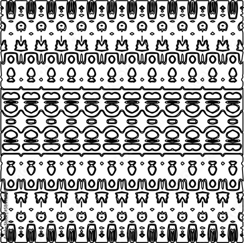 Stylish texture with figures from lines. Abstract geometric black and white pattern for web page, textures, card, poster, fabric, textile. Monochrome graphic repeating design.
